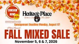 Heritage Place Sets August 17 Consignment Deadline for 44th Annual Fall Mixed Sale