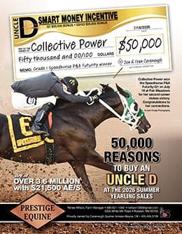 Collective Power Triggers $50,000 SMART MONEY Incentive Bonus With Grade 1 Victory